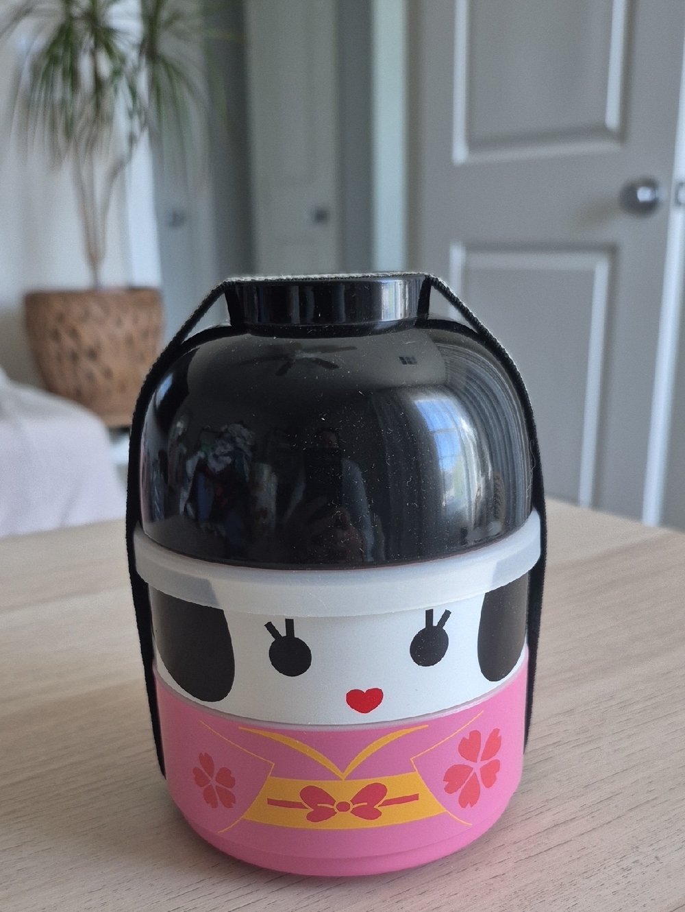 Kokeshi Doll Bento Lunch Box - Pink & Black